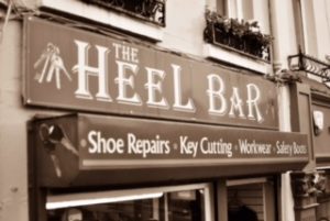 shop sign for the Heel Bar